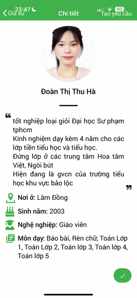 Gia sư Toán Tiểu học 7